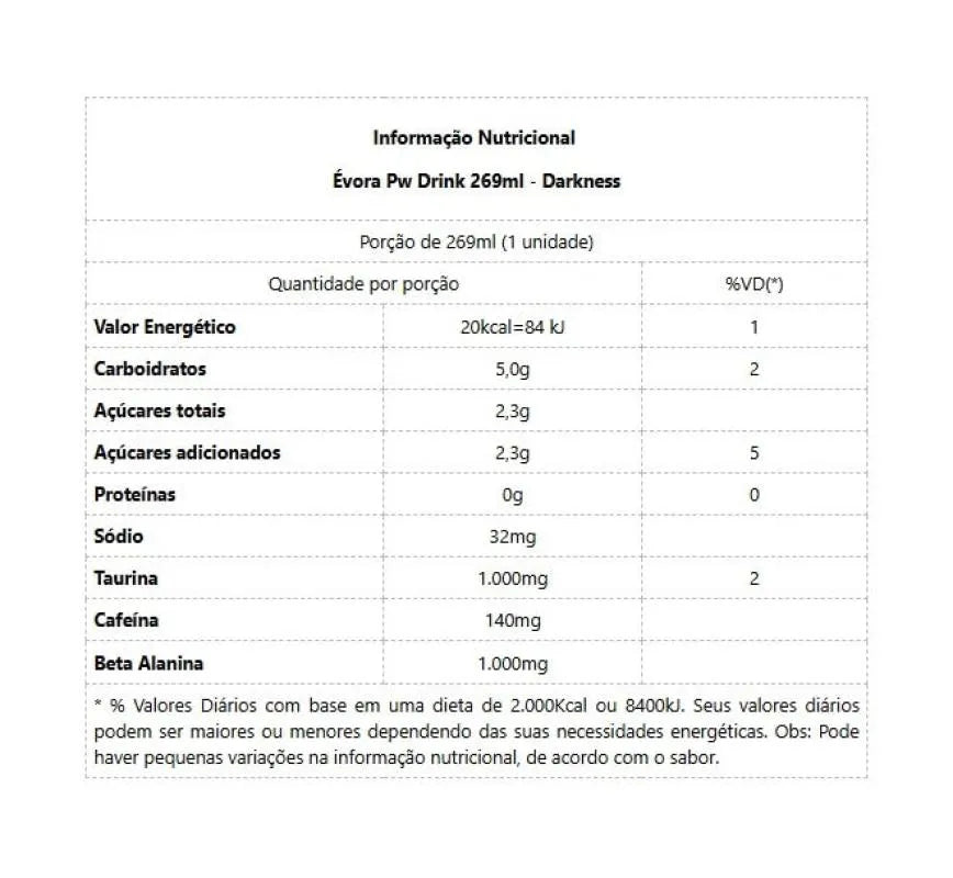Évora PW Drink 269ml 6 Un - Darkness