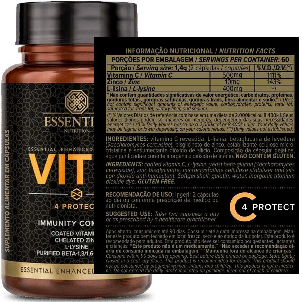 Vit C 4 Protect 120 cápsulas - Essential Nutrition