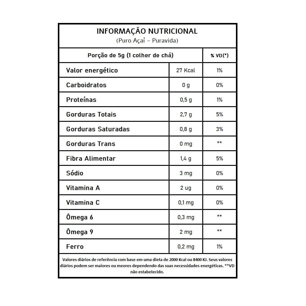 Açaí Orgânico Liofilizado 200g – Puravida