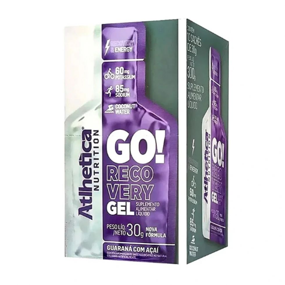 Display Atlhetica Nutrition com 10 sachês de 30 g de GO Recovery Gel