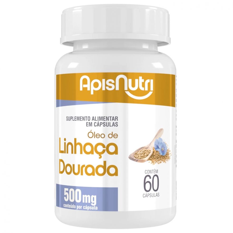 Óleo de Linhaça Dourada 500mg (60 caps) - Apisnutri