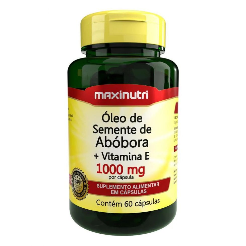 Caixa de Óleo de Semente de Abóbora 1000mg da MaxiNutri com 60 cápsulas