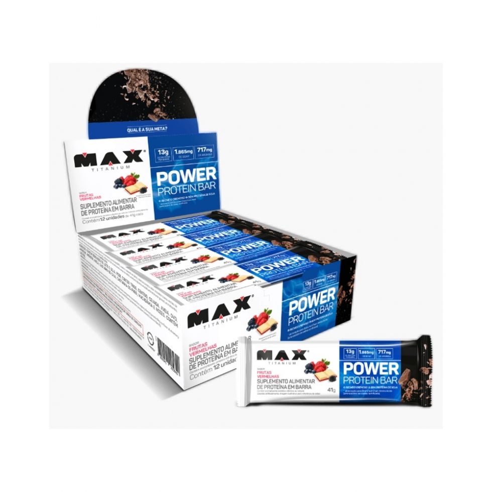 Power Protein Bar Caixa com 12 Unidades (492g) - Max Titanium