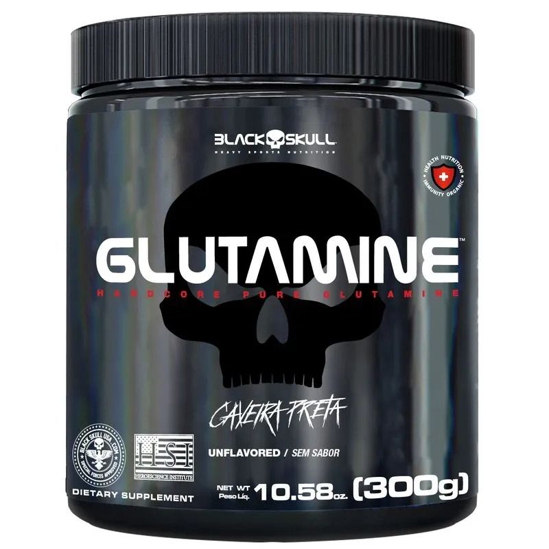 Glutamine Caveira Preta (300g) - Black Skull