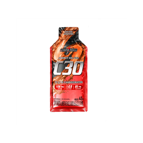 Sachê de Vo2 Energy Gel C30 com cafeína 45 g da Integralmédica sobre fundo claro