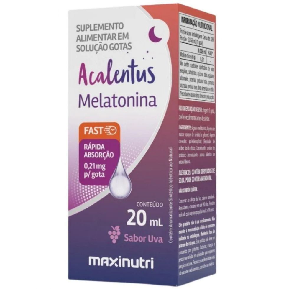 Frasco de 20 ml de Acalentus Melatonina da MaxiNutri