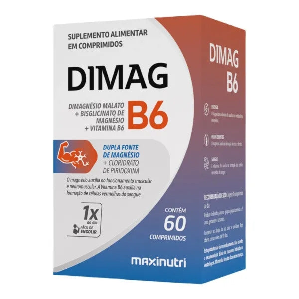 Frasco de Dimag Vitamina B6 MaxiNutri com 60 comprimidos