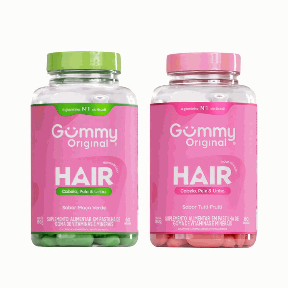 Promopacks Gummy Hair Tutti Frutti (60 gomas) + Maçã Verde (60 gomas) - Gummy