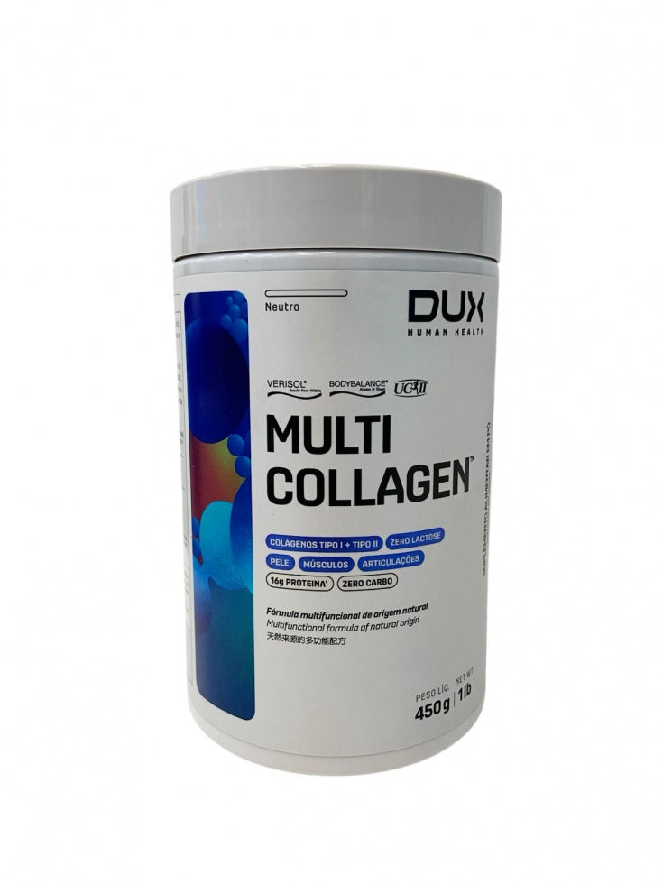 Pote de 450 g de Multi Collagen, colágeno em pó sabor neutro da Dux Human Health