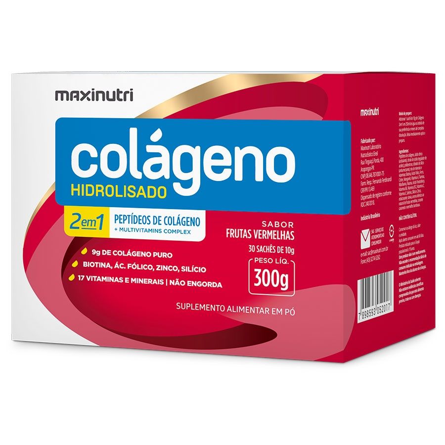 Colágeno Hidrolisado 2 em 1 (30 Sachês de 10g) - MaxiNutri