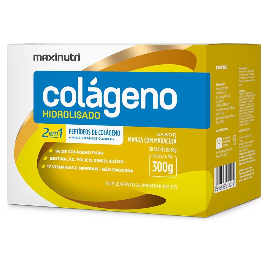 Colágeno Hidrolisado 2 em 1 (30 Sachês de 10g) - MaxiNutri