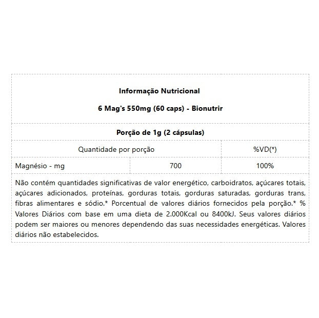 6 Mag's 550mg (60 caps) - Gênesis