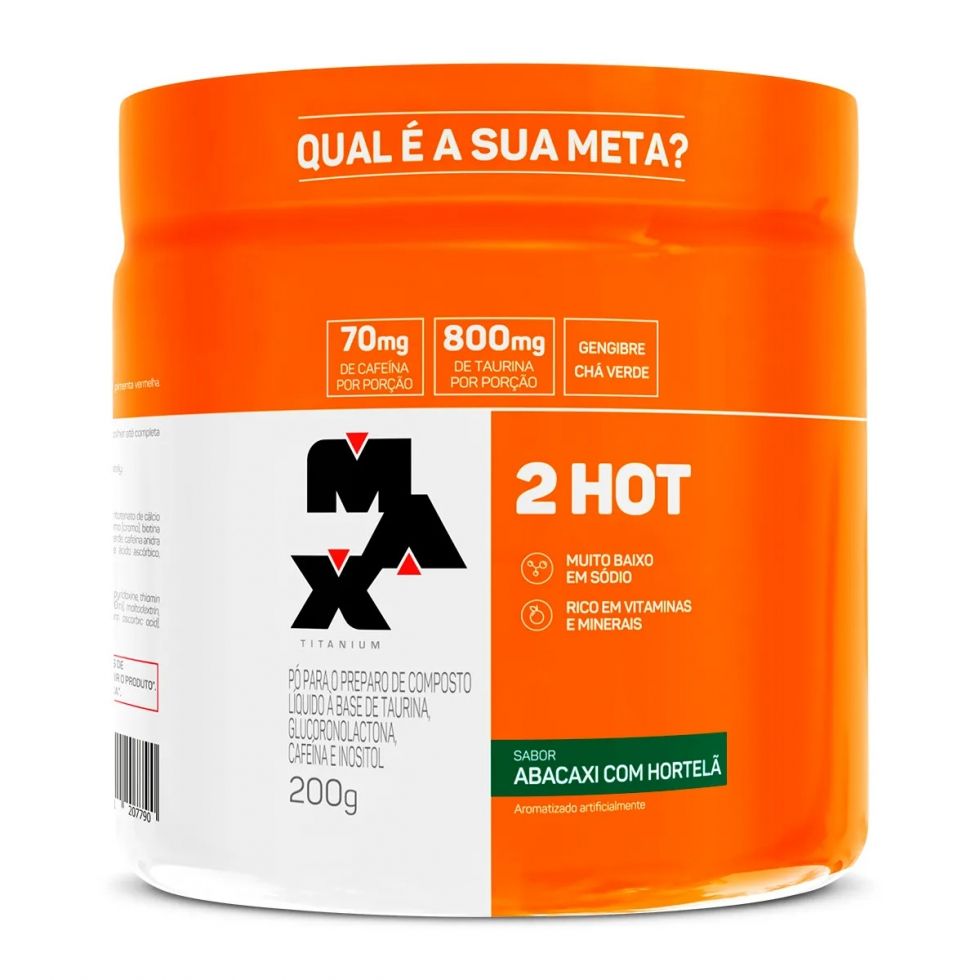 Pote de 200 g do suplemento em pó 2HOT da Max Titanium