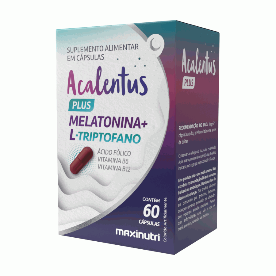 Frasco de Acalentus Plus MaxiNutri com 60 cápsulas