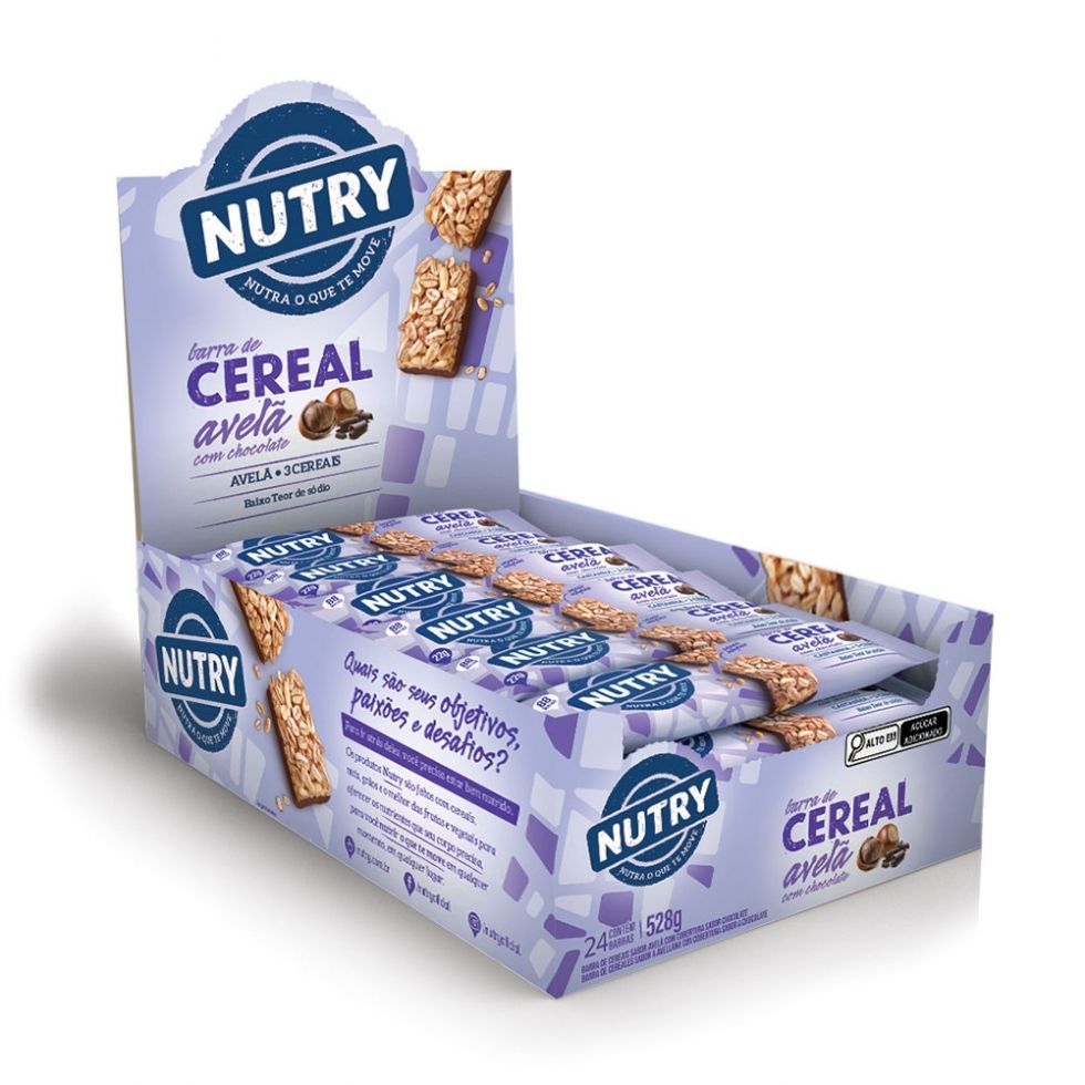 Display Nutry com 24 barras de cereal, total de 528 g