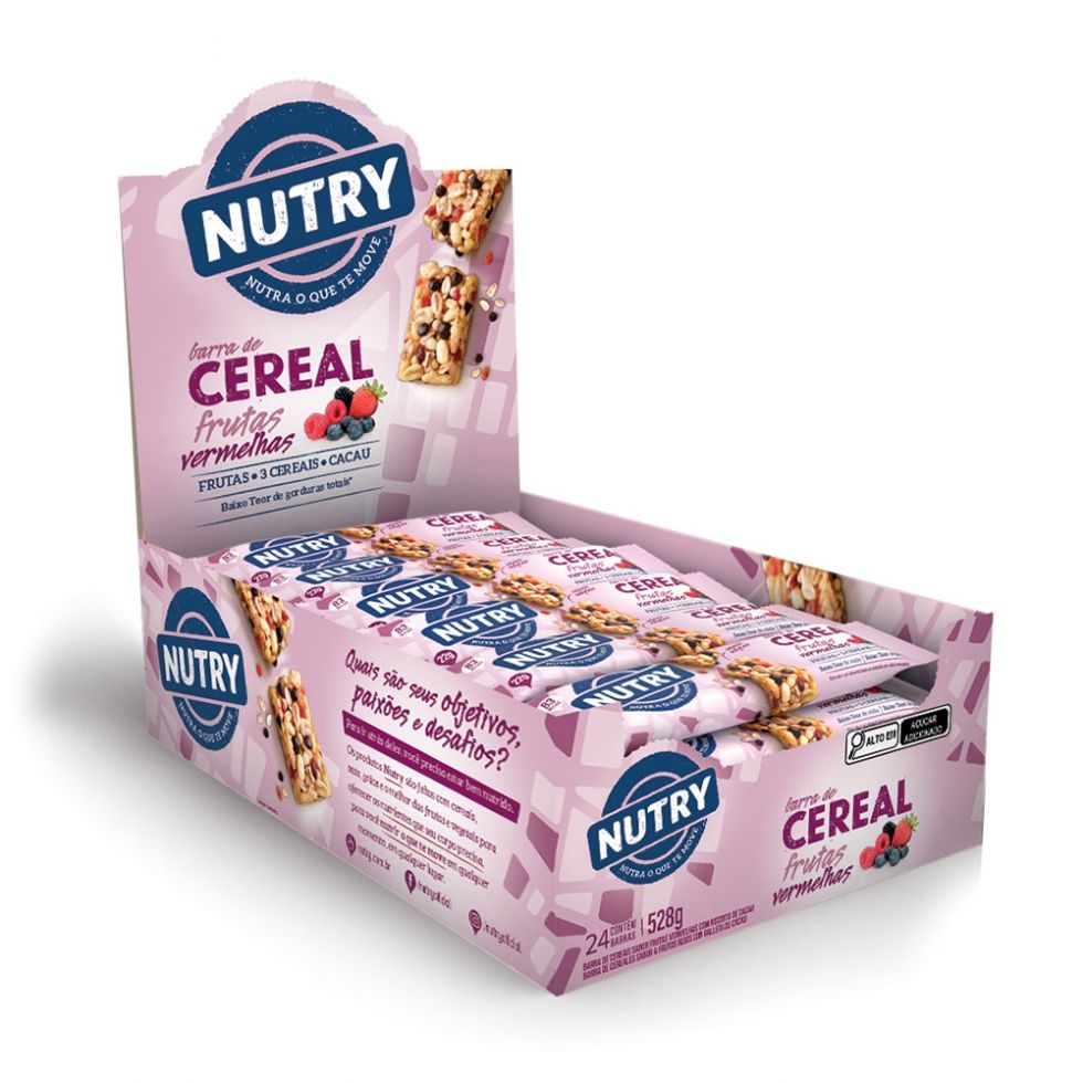 Display Nutry com 24 barras de cereal, total de 528 g