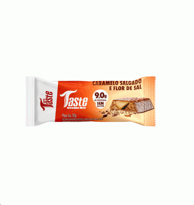 Barra Taste Cookie Bar da Mrs Taste de 45 g na embalagem