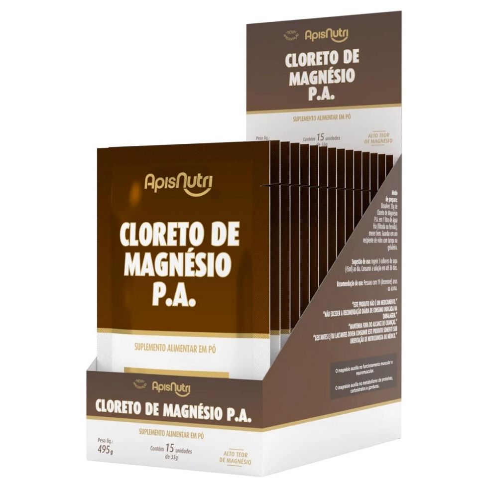 Cloreto de Magnésio Display (15 Sachês de 33g) - Apisnutri