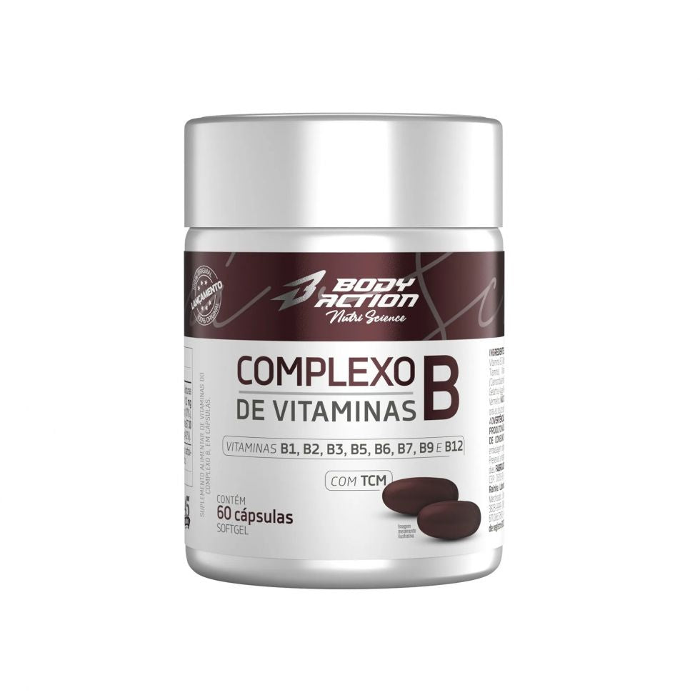 Pote de Complexo de Vitaminas B da Body Action com 60 cápsulas softgel