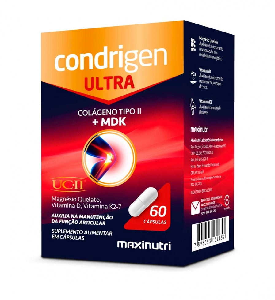 Condrigen Ultra Colágeno Tipo II + MDK (60 caps) - MaxiNutri