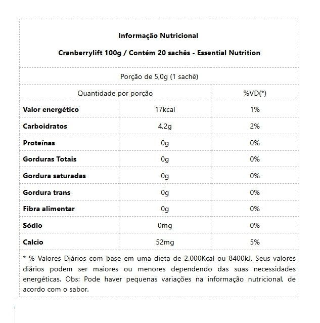 Cranberry Lift Sachê (5g) - Essential Nutrition