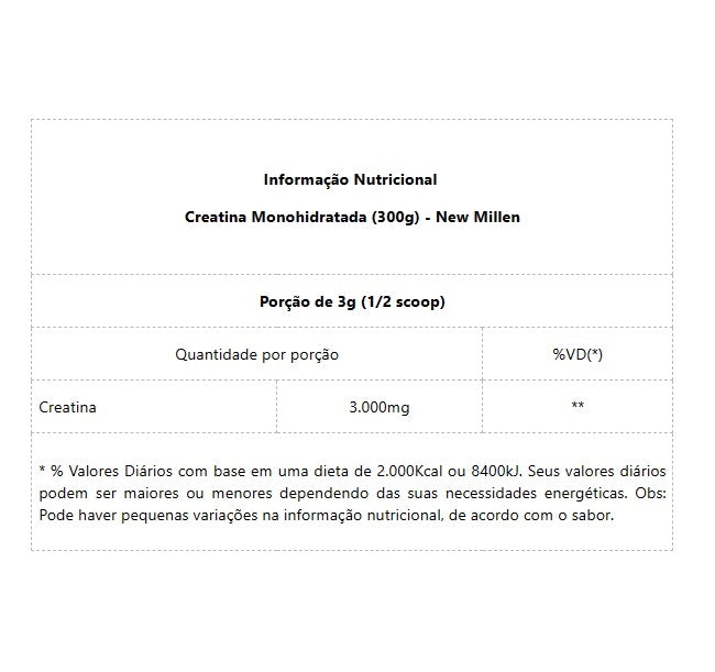 Creatina Monohidratada (300g) - New Millen