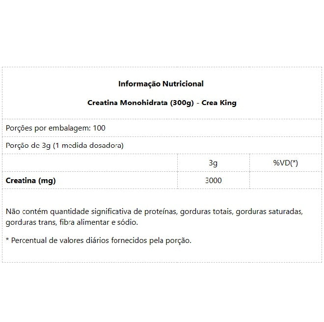 Creatina Monohidratada (300g) - Crea King