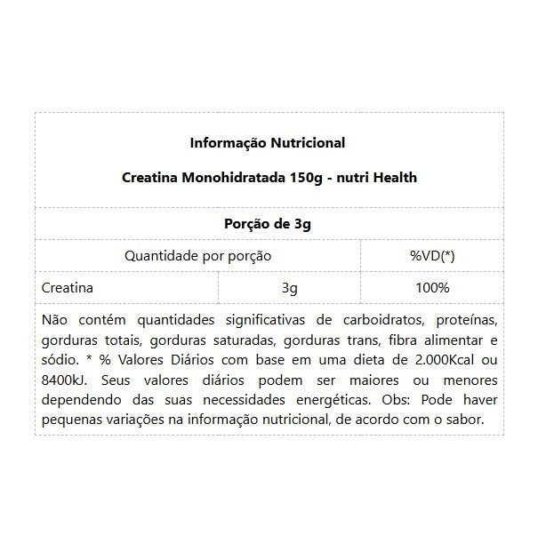 Creatina Monohidratada (150g) - Nutri Health