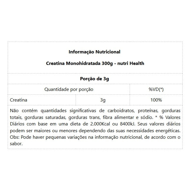 Creatina Monohidratada (300g) - Nutri Health