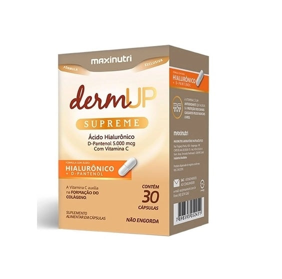DermUP Supreme - Ácido Hialurônico / D-Pantenol / Vitamina C (30 caps) - MaxiNutri