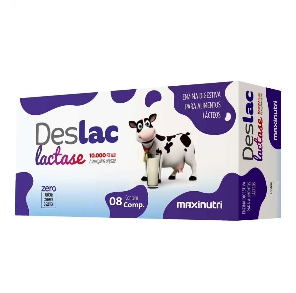 Deslac Lactase 10.000 FCC Mastigável (8 caps) - MaxiNutri