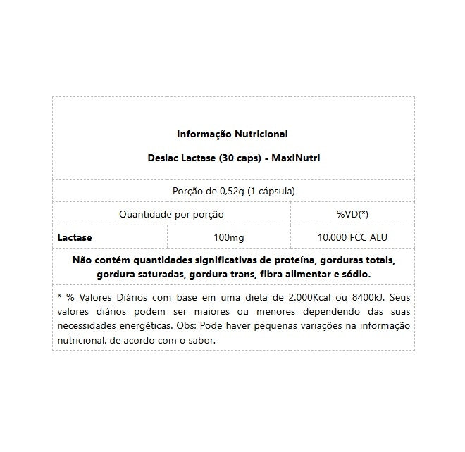 Deslac Lactase 10.000 U.FCC (30 caps) - MaxiNutri
