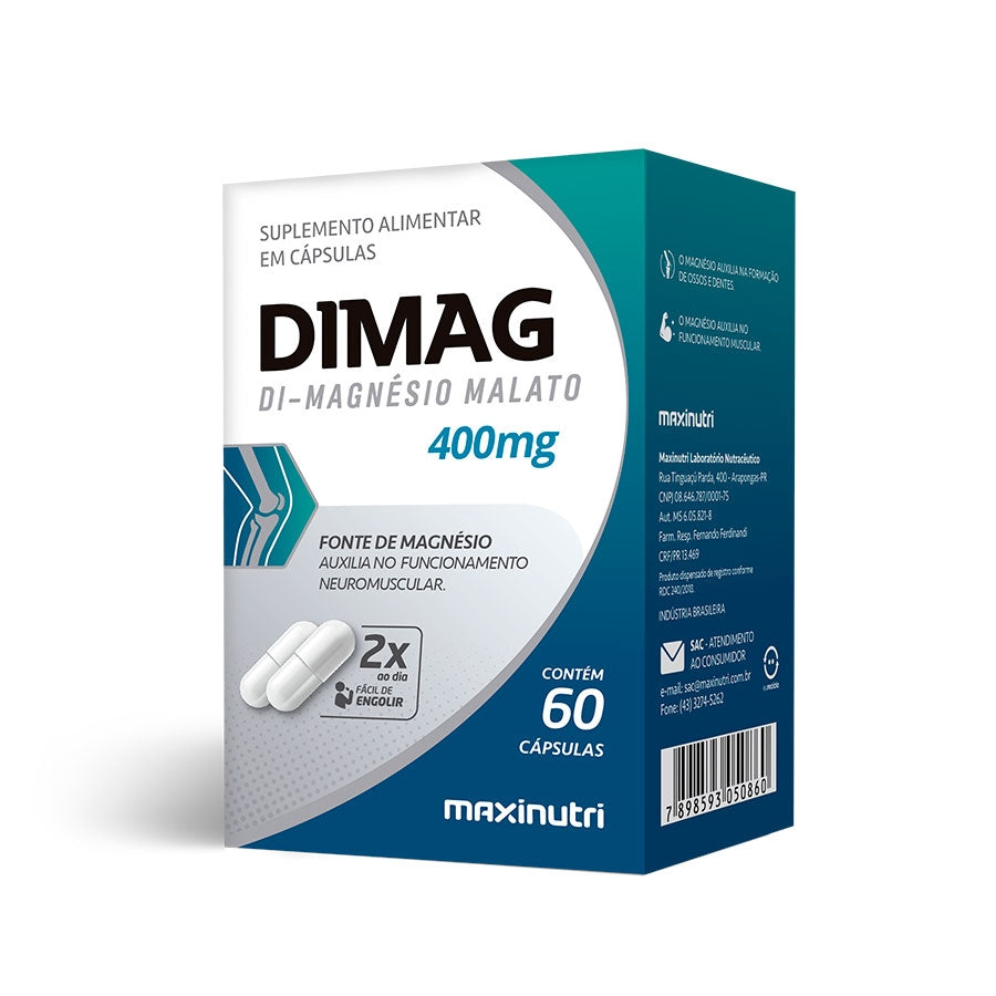 Dimag Di-Magnésio Malato 400mg (60 caps) - MaxiNutri