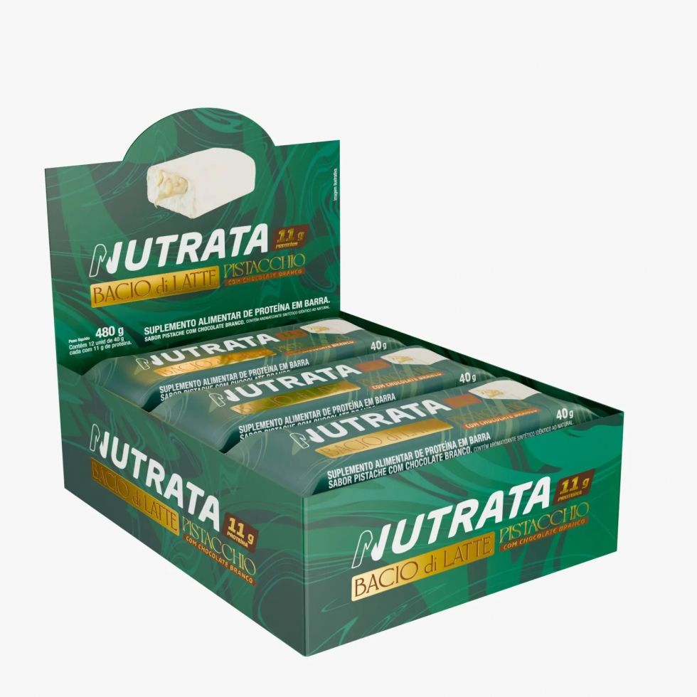 Barra Proteica Nutrata Bacio Di Latte Caixa com 12 Unidades (480g) - Nutrata