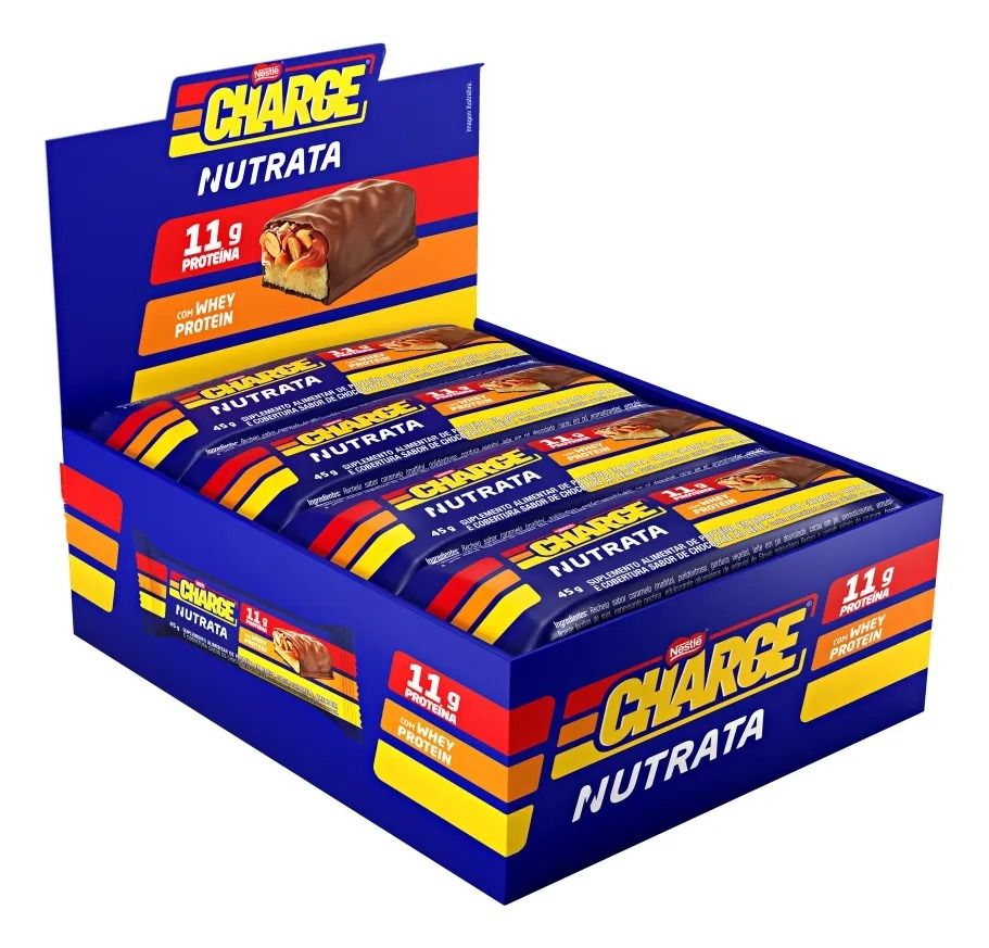 Caixa Nutrata com 12 barras proteicas Charge Bar de 45 g