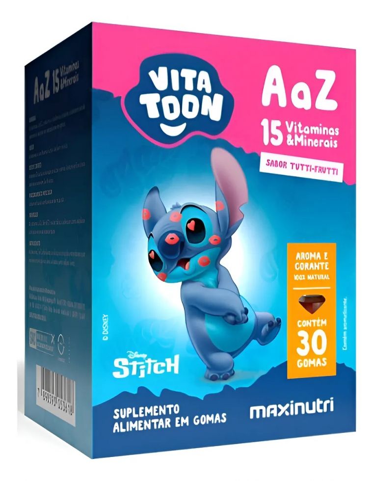 Multivitamínico - Vitatoon Stitch Polivitaminico A a Z (30 gomas) - MaxiNutri