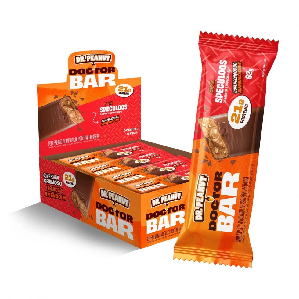 Display Dr. Peanut com 8 barras Doctor Bar de 62 g