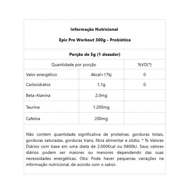 Epic Pre Workout (300g) - Probiótica