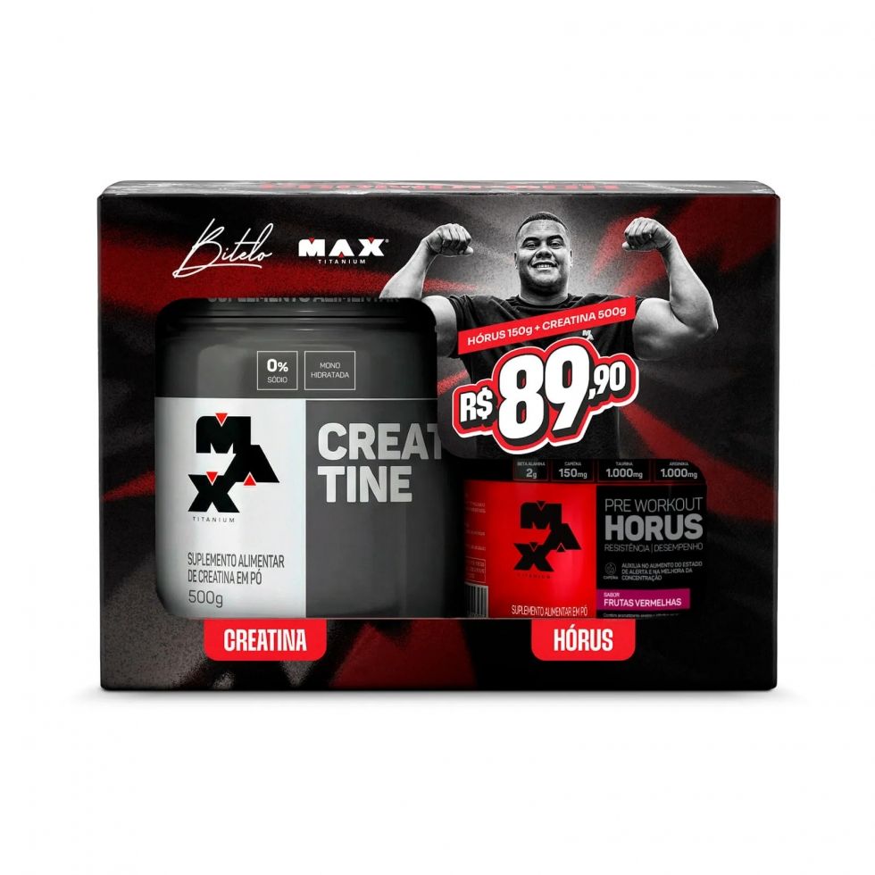 Kit Promopack Bitelo da Max Titanium com creatina de 500 g e Hórus de 150 g
