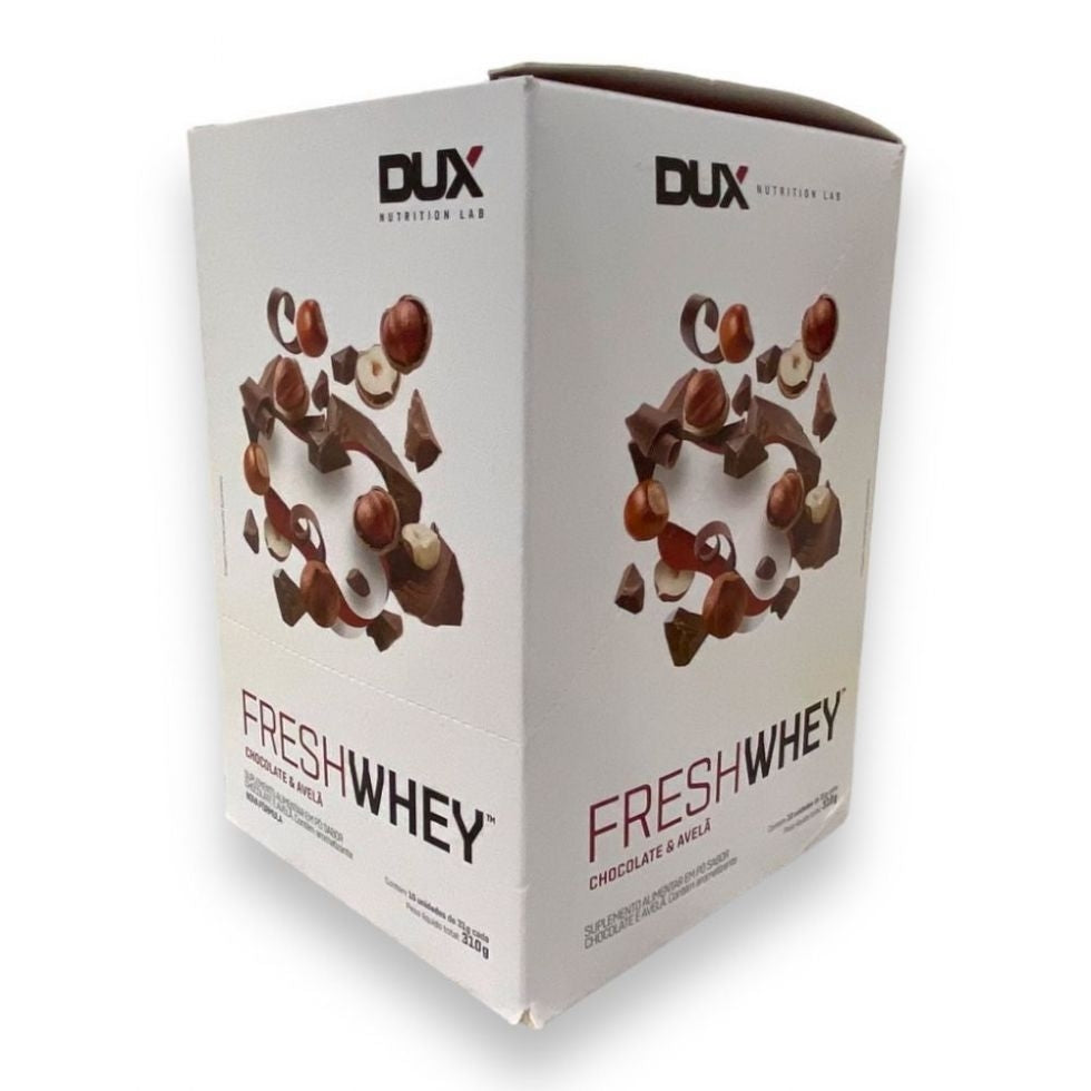 Display de Fresh Whey 290 g com 10 sachês da Dux Human Health
