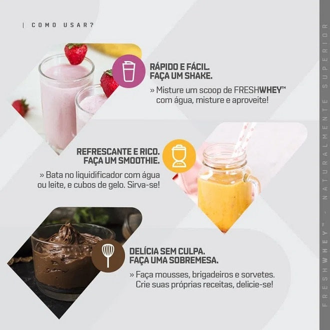 Sachê de Fresh Whey 29 g da Dux Human Health, proteína sabor fruta em pó