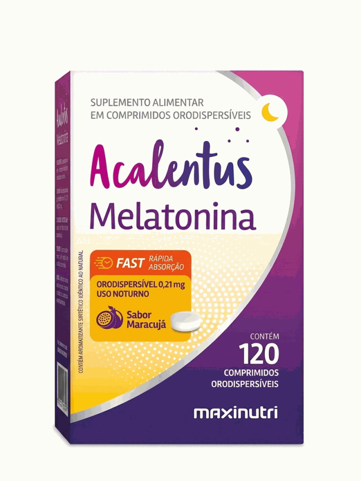 Frasco de Acalentus Melatonina Orodispersível MaxiNutri, 120 comprimidos