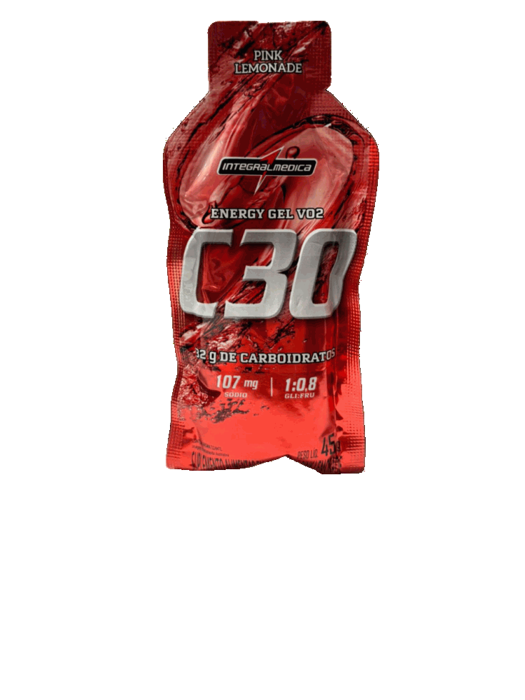 Sachê de Vo2 Energy Gel C30 45 g da Integralmédica sobre fundo claro