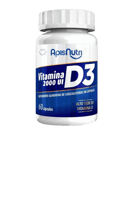 Frasco de NutriDaily D3 2000 UI da Apisnutri com 60 comprimidos