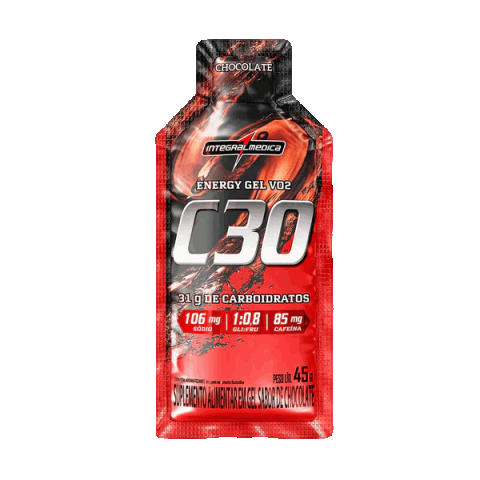 Sachê de Vo2 Energy Gel C30 com cafeína 45 g da Integralmédica sobre fundo claro
