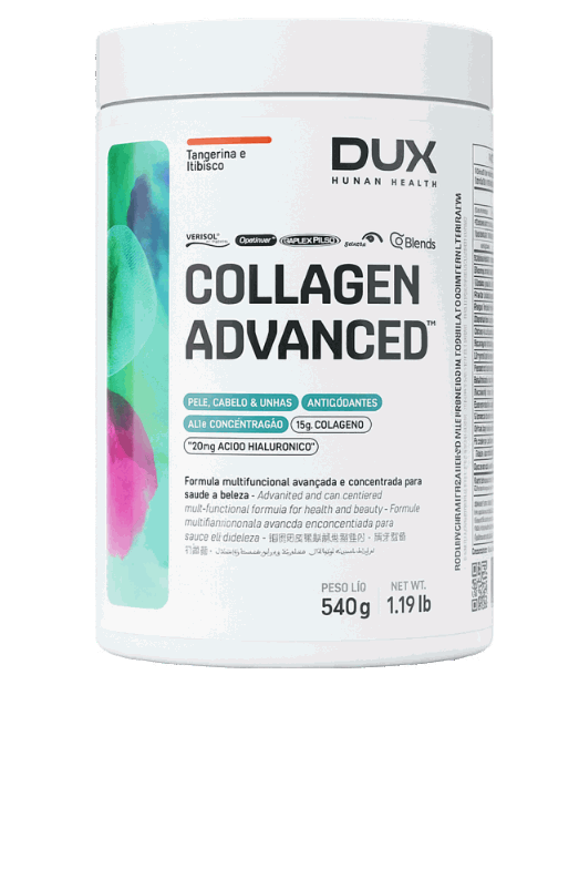 Pote de 540 g de Collagen Advanced, colágeno em pó da Dux Human Health