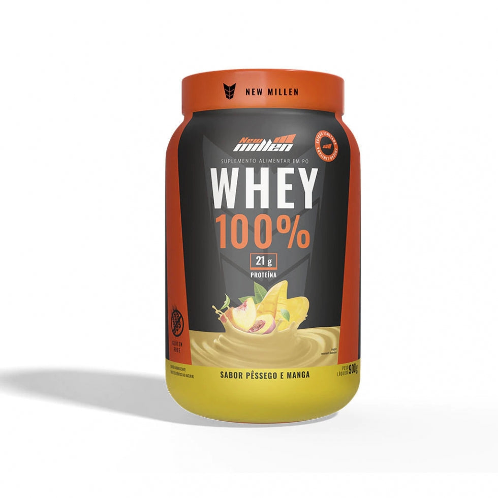 Pote de Whey 100% da New Millen com 900 g