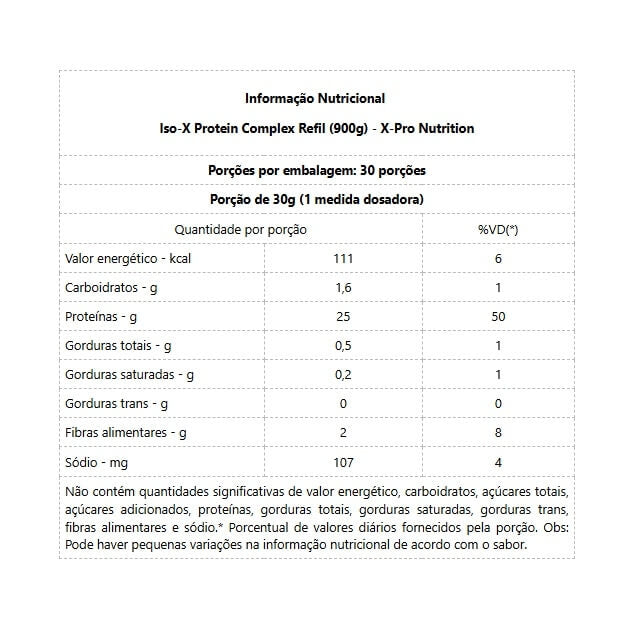 Proteína - Iso-X Protein Complex Refil (900g) - X-Pro Nutrition