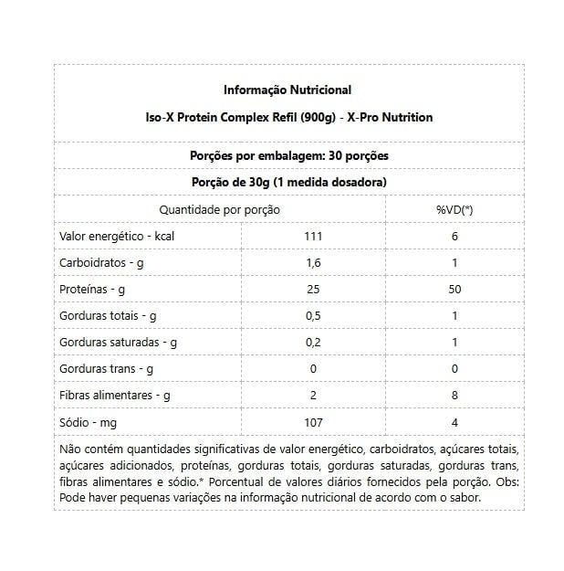 Proteína - Iso-X Protein Complex Refil (900g) - X-Pro Nutrition