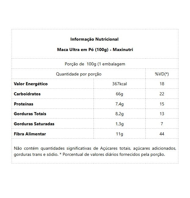 Maca Ultra em Pó (100g) - MaxiNutri